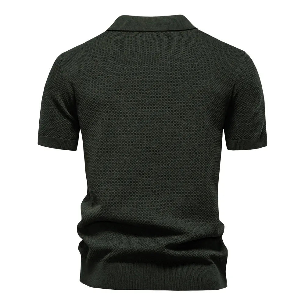 AIOPESON Men's Summer Breathable Polo Shirt Short Sleeve Solid Color Casual Polo Shirts for Men Lightweight Stretch Polo ﻿ - Evallys.com
