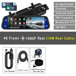 10" Dash Cam 4K 3840*2160P Car Dvr Carplay Android Auto GPS 5G WIFI AUX Stream RearView Mirror Dashcam Camera Drive Recorder FM - Evallys.com