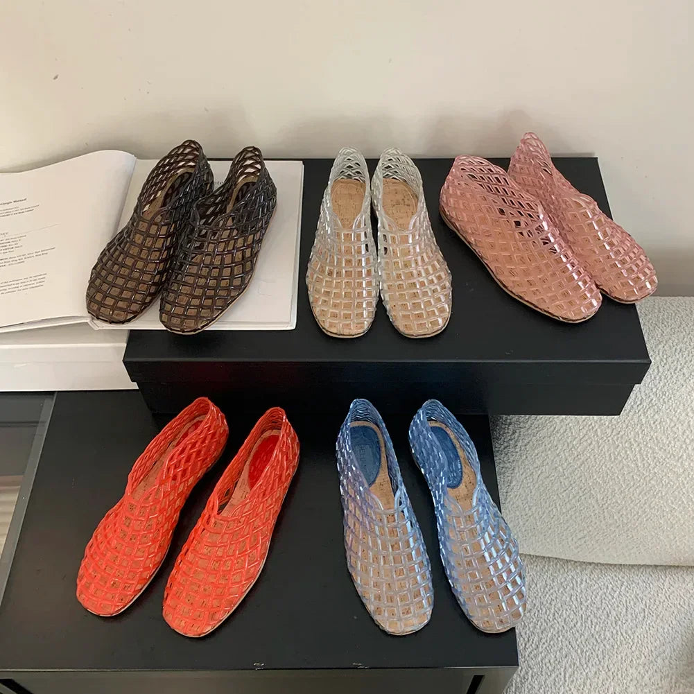 Women’s Jelly Ballet Flats – Lightweight Slip-On Square Toe Beach Shoes - Evallys.com