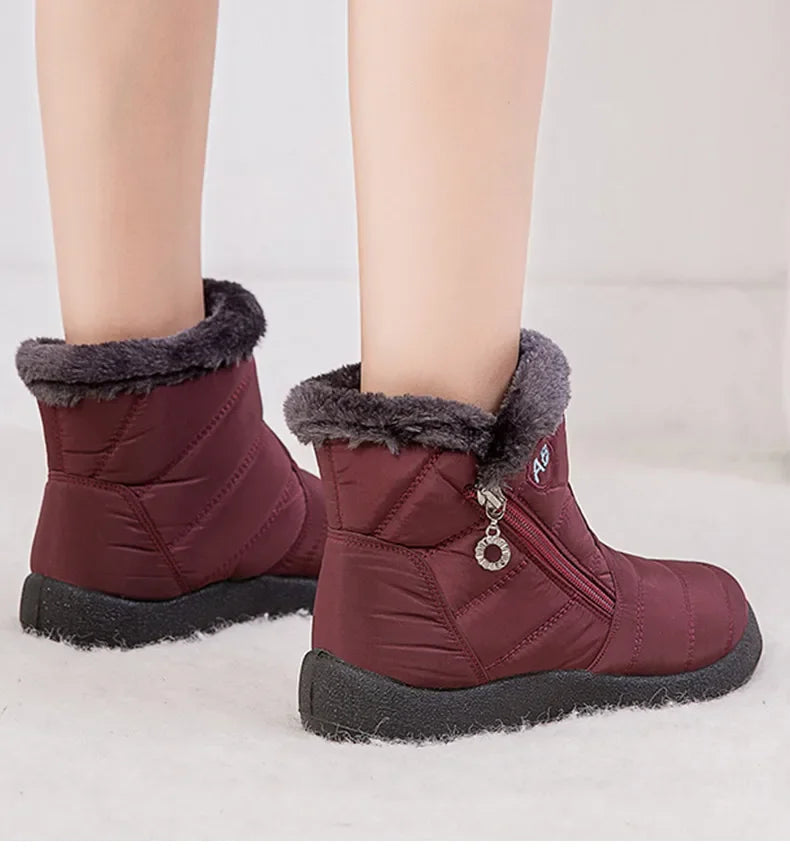 Women's Boots Women's Ankle Boots With Fur Winter Shoes Women Low Heels Winter Boots Snow Waterproof Botas Mujer Winter Footwear - Evallys.com