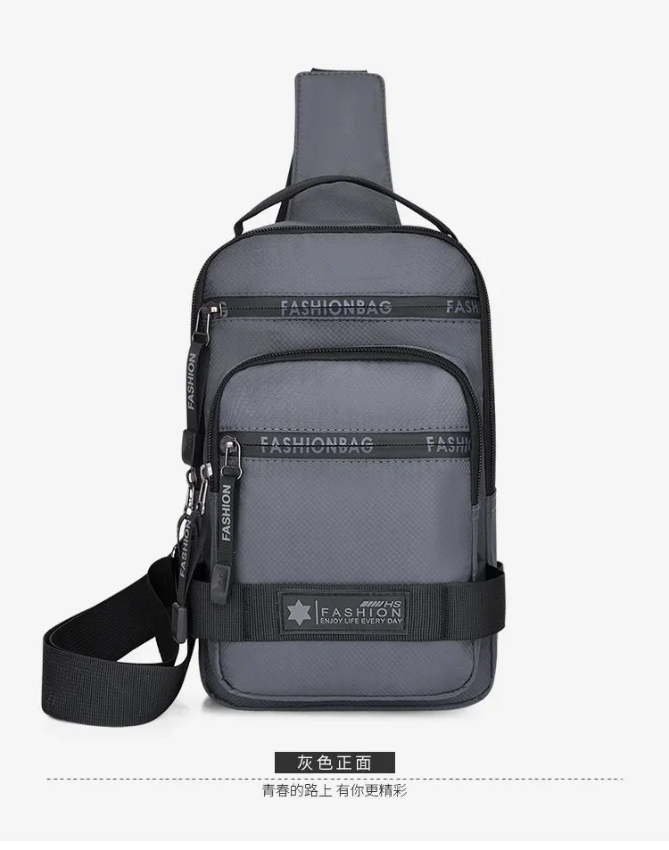 Chest Bag For Men New Large Capacity Shoulder Korean Version Travel Lightweight Nylon Crossbody Bag Backpack - Evallys.com