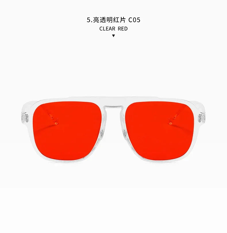 SORVINO Oversized Red Square Rivets Sunglasses Fashion Women Vintage Brand Designer Men Trendy Yellow Sun Glasses Shades UV400 - Evallys.com