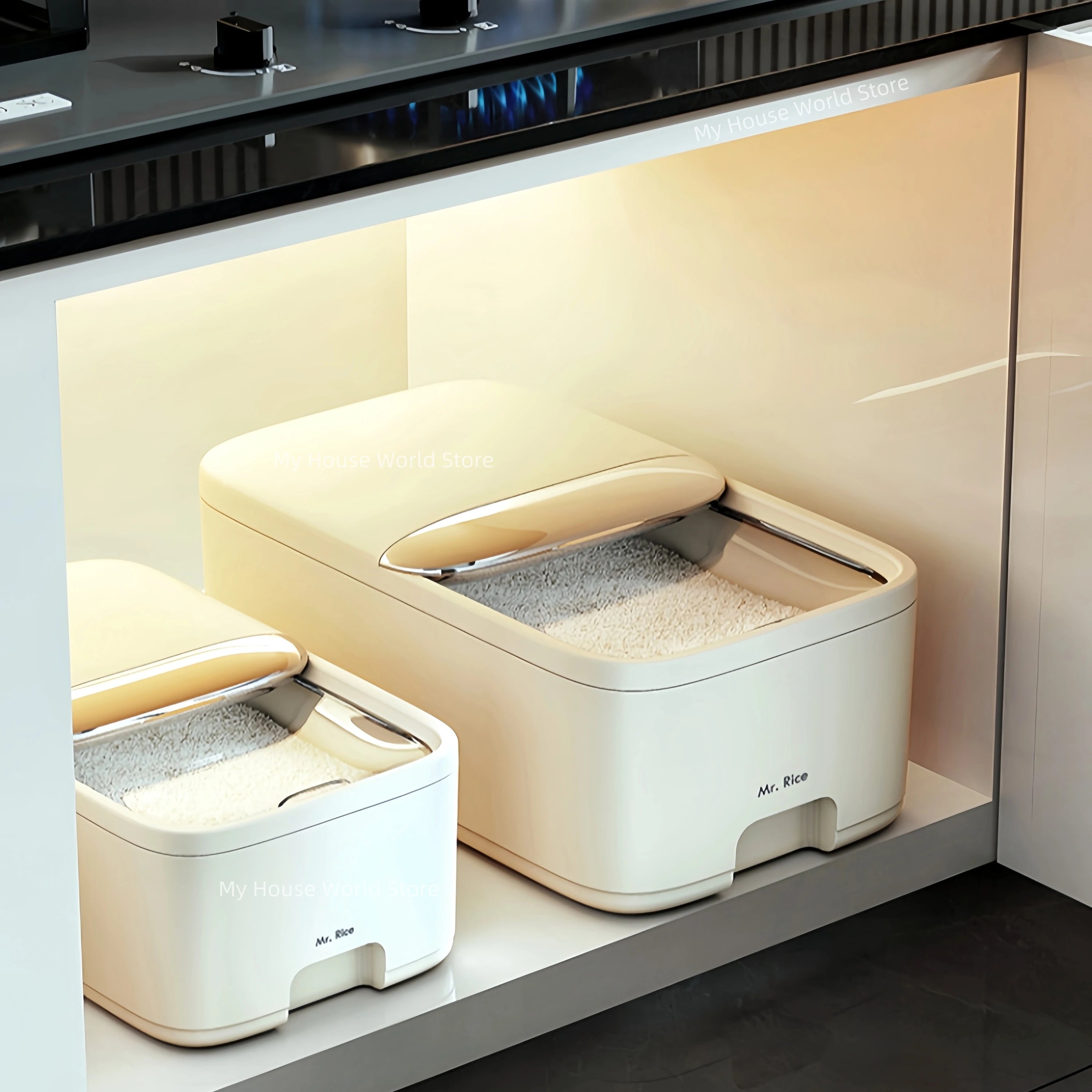 10KG Rice Storage Box Home with Lid Insect Proof Moisture Proof Rice Box Grain Sealed Jar Kitchen Container Storing Dry Grain