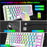 T61 Wireless Gaming Keyboard and Mouse Combo, Ergonomic 61 Key Rainbow LED Backlight Rechargeable 4000mAh Battery Mouse Pad - Evallys.com