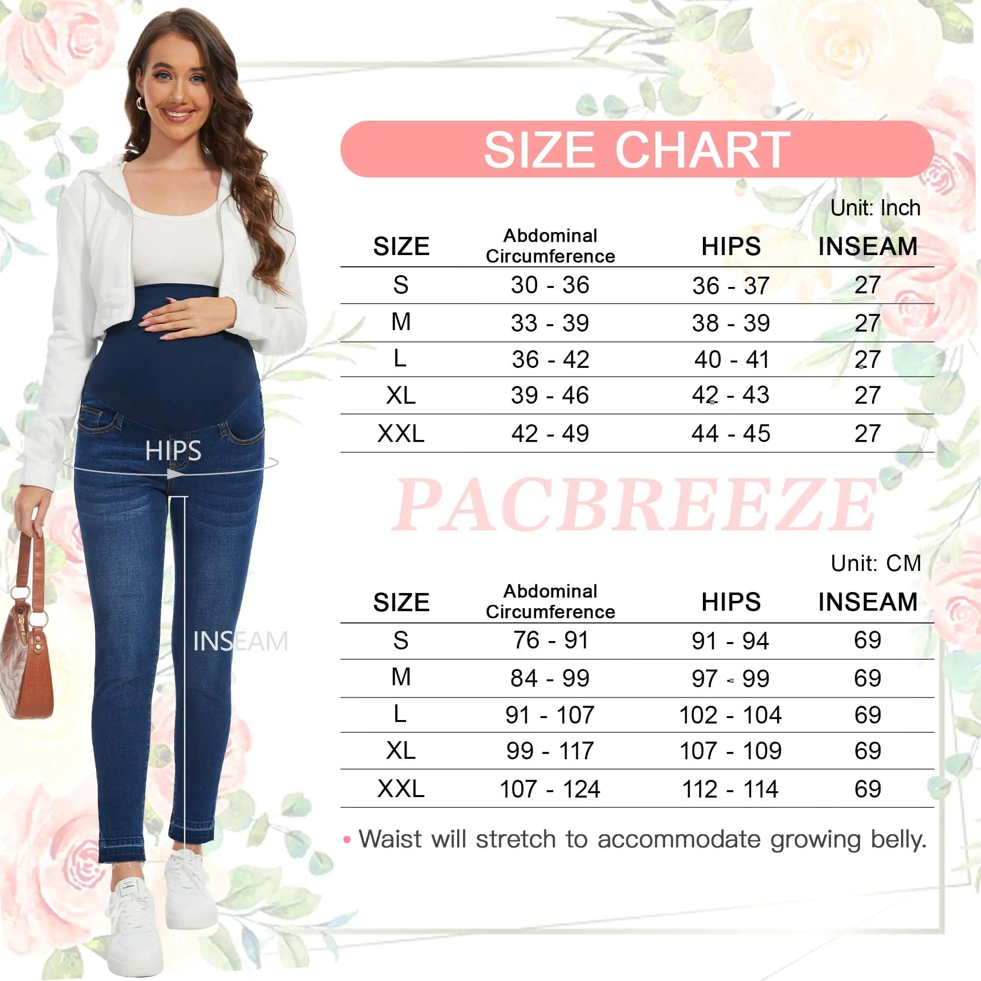 PACBREEZE Women's Maternity Jeans Over Belly Skinny Stretchy Denim Pants Comfy Slim Pregnancy Pants Medium B01: 27'' Vintage Dark Blue - Evallys.com # #