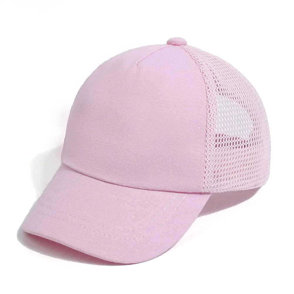 Lovely Kids Trucker Ball Cap Outdoor Leisure Duck Cap Solid Color Curved Brim Sun Hat Baseball Cap 7 colors - Evallys.com