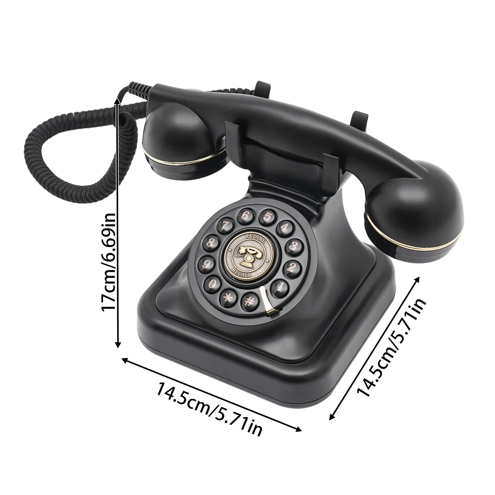 Vintage Telephone, Rotary Dial Desk Phone, Charge Through Telephone Line, Redial Noise-Canceling for Wedding Decorative Art - Evallys.com