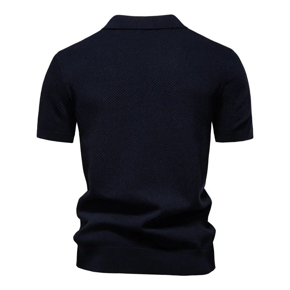 AIOPESON Men's Summer Breathable Polo Shirt Short Sleeve Solid Color Casual Polo Shirts for Men Lightweight Stretch Polo ﻿ - Evallys.com