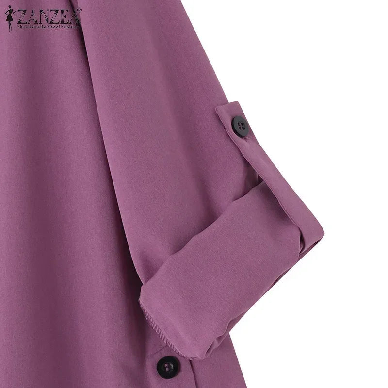ZANZEA Women’s Abaya Blouse – Casual Islamic Long Sleeve Tops 2024 - Evallys.com