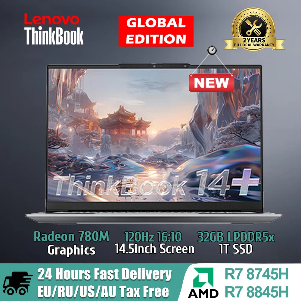 Lenovo ThinkBook 14+  Laptop Ryzen R7 8745H/8845H RAM 16GB /24G LPDDR5x 512G/1T SSD 14.5-inch 3K Screen Notebook PC 2024 - Evallys.com # #