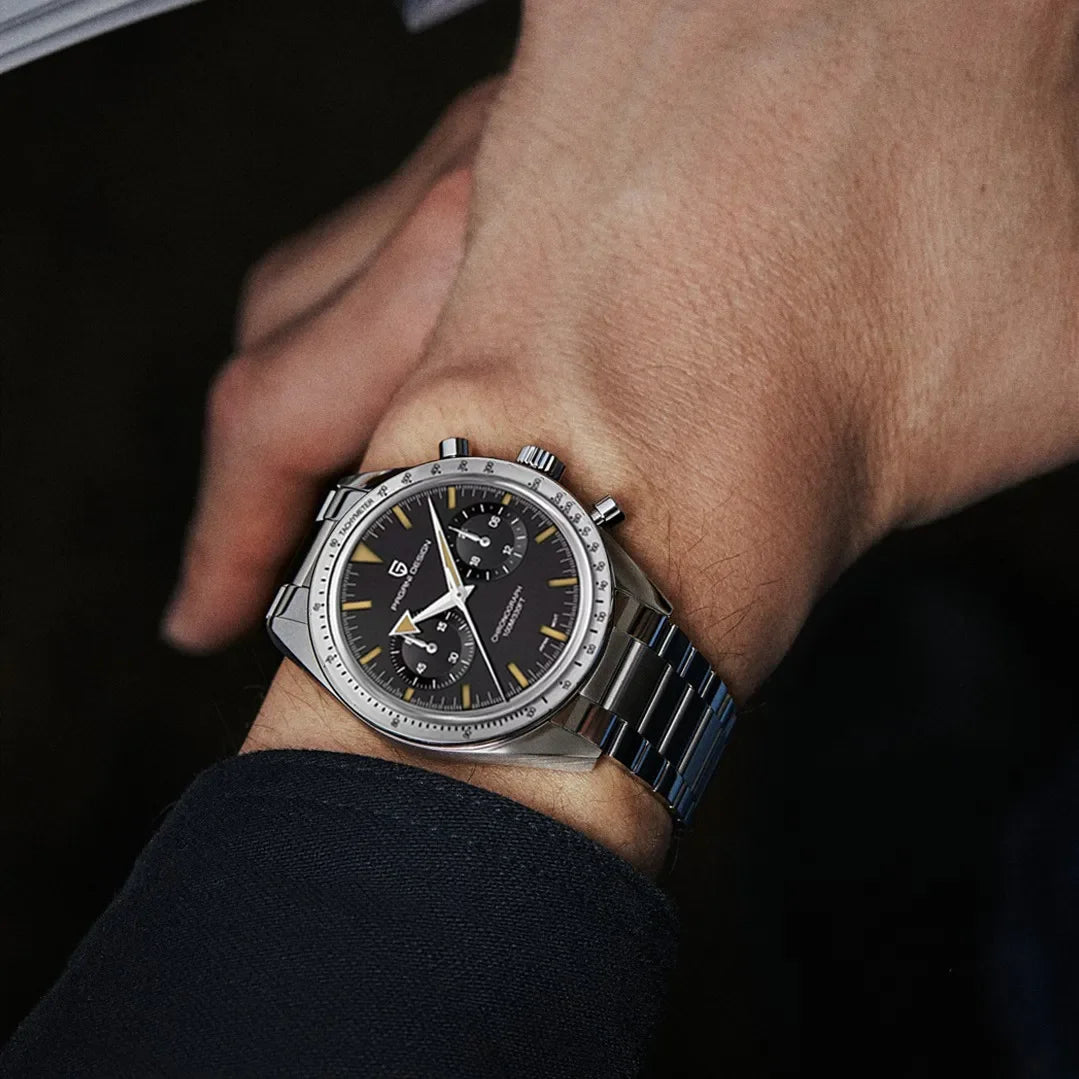 2024 New PAGANI DESIGN Retro Mens Watches Moon Quartz Watch For Men Speed Sports Chronograph AR Sapphire VK64 Clock Reloj Hombre - Evallys.com