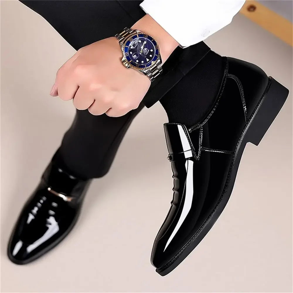 Men’s Formal Dress Loafers – Patent Leather Slip-On Business Shoes - Evallys.com