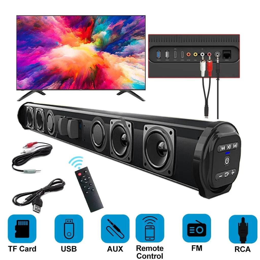 2024 Soundbar Sound Wireless Bluetooth Car Computer Speaker Stereo Tv Home Theater Sombar For 3.5mm Output PC - Evallys.com