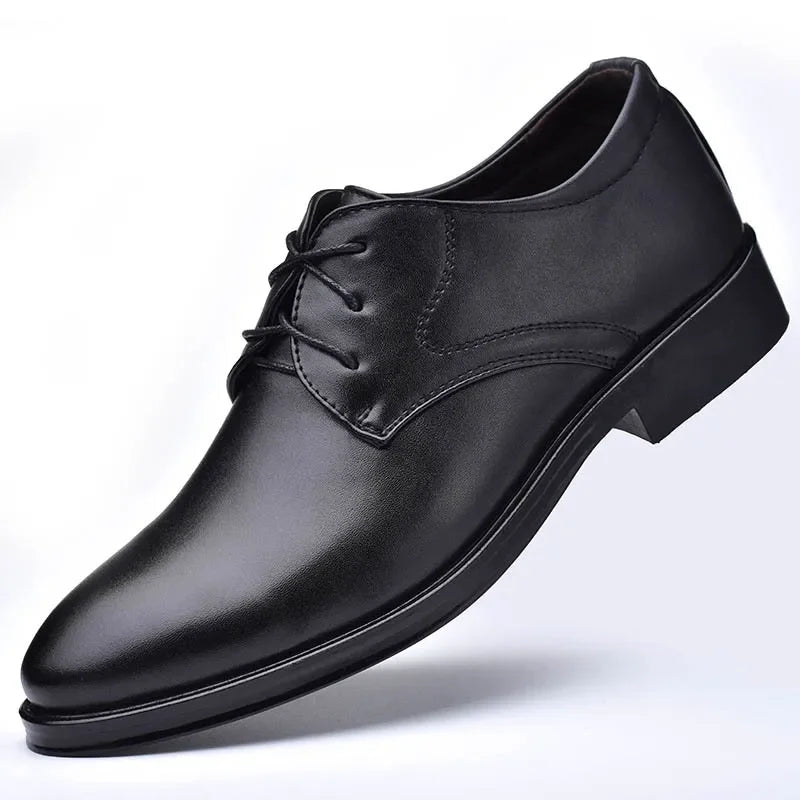Men Dressing Shoes Formal for Men's Casual Shoe Leather Social Wedding Designer Pointed Toe Black Office Winter Shoes Brand 2023 - Evallys.com