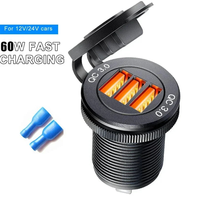 USB C Car Charger Socket DC Super Fast Charging QC3.0 & PD for 12V/24V Car Marine ATV type c port socket for Audi q5 a8 a1 a3 4 - Evallys.com