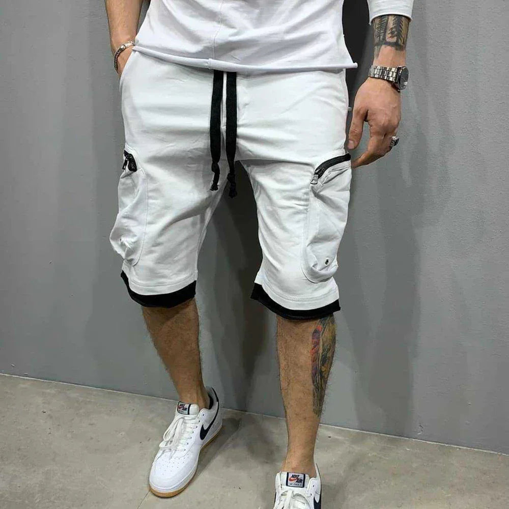 Mens Summer Cargo Shorts Cotton Workout Fitness Shorts Breathable Jogger Training Gyms Bodybuilding Multi Pocket Yellow Shorts - Evallys.com