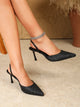 Women Pointed Toe Pumps Shoes 3.2inch High Heel Slip On Rhinestone Glitter Heels Comfy Heels for Party Working Dressy - Evallys.com