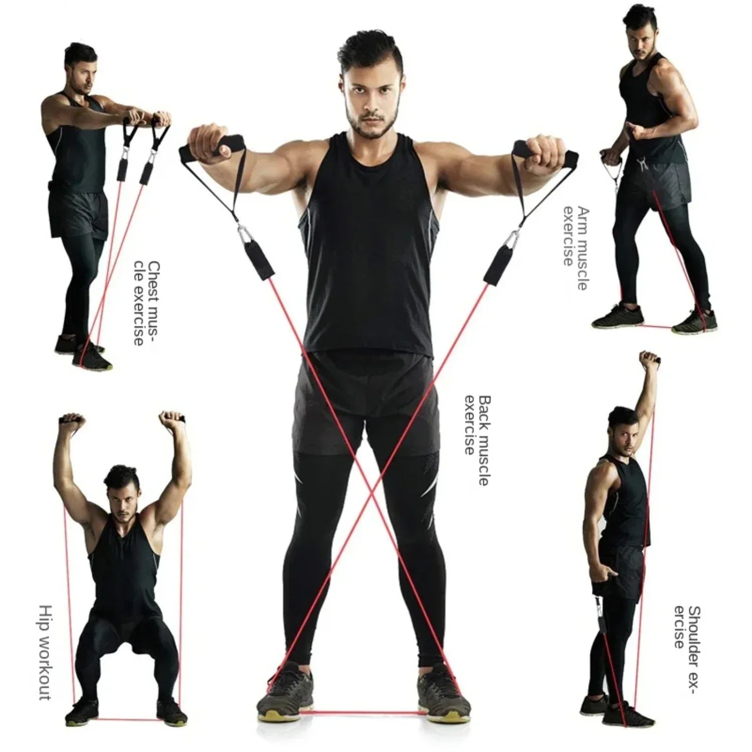 11PCS Fitness Bodybuilding Elastic Bands Pull Rope Workout bands Resistance Bands Latex Tubes Pedal Excerciser Crossfit Fit - Evallys.com