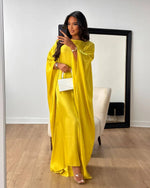 Eid Ramadan Batwing Butterfly Satin Abaya Dubai Luxury Muslim Kaftan Maxi Dress Women Kebaya Robe Caftan Marocain Femme Vestidos - Evallys.com