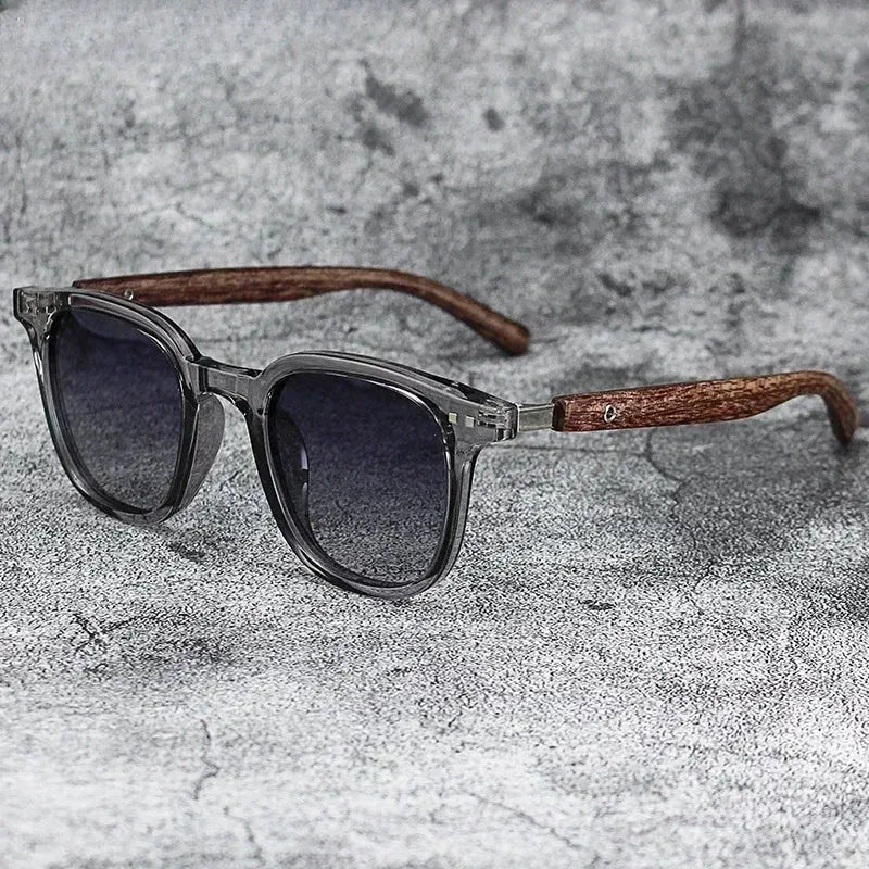 Sunglasses for Men Women's Trendy Retro Wood Grain Polarized UV Protection Eyewear Cycling Outdoor Street Photography - Evallys.com