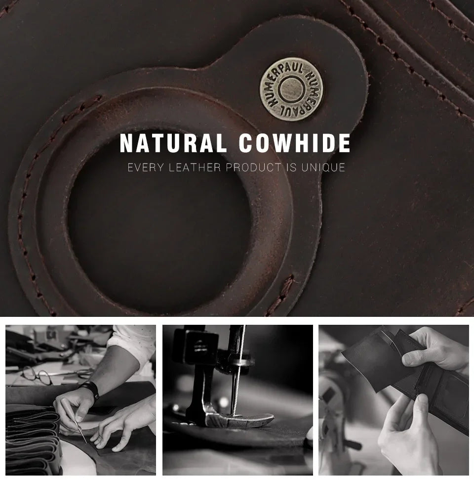 RFID Cowhide Leather Small Wallets AirTag high quality Man's Card Holders Short Wallets Money Clips Women - Evallys.com
