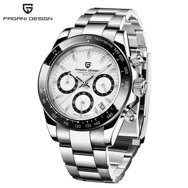 40mm New V2 PAGANI DESIGN Men's Quartz Watches Sapphire Retro Chronograph Stainless Steel Waterproof Watch Men Relogio Masculino - Evallys.com