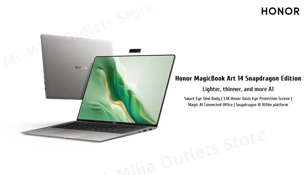 Honor MagicBook Art 14 Snapdragon Edition 1kg Ultra Thin Laptop X Elite 32G 1T 3.1K Eye Screen Notebook - Evallys.com
