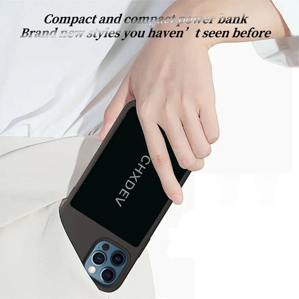 Power Bank For iPhone 5MM Ultra Thin 5000mAh Portable Fast Charging External Battery Built In Cable For Samsung iPhone XIAOMI - Evallys.com
