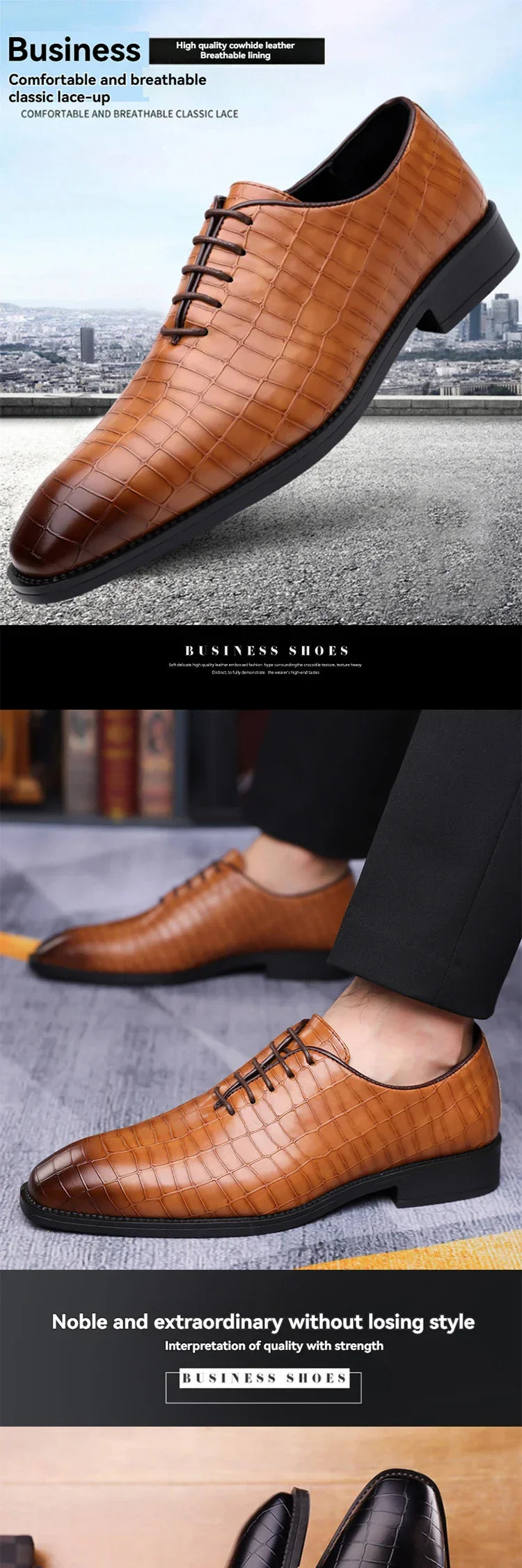 Luxury Men’s Leather Brogue Oxford Shoes – Formal Dress & Office - Evallys.com