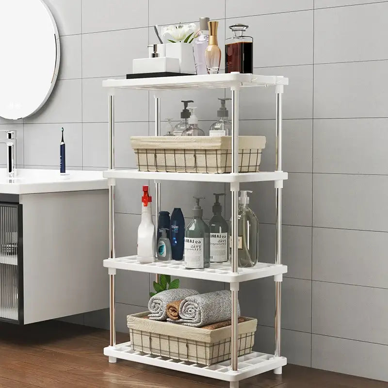 Four-Layer Multi-Functional Storage Rack Bathroom Living Room Organizing Rack Kitchen Bedroom Shelf Plastic Floor-Standing Storage Rack Bathroom Storage Storage Rack