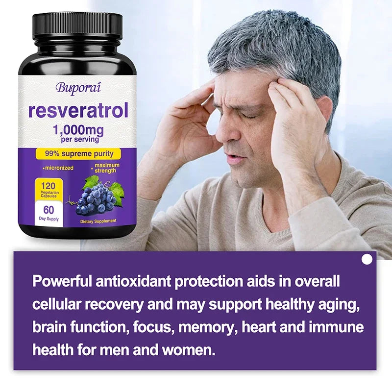Resveratrol Supplement – Anti-Aging, Heart & Joint Support Capsules