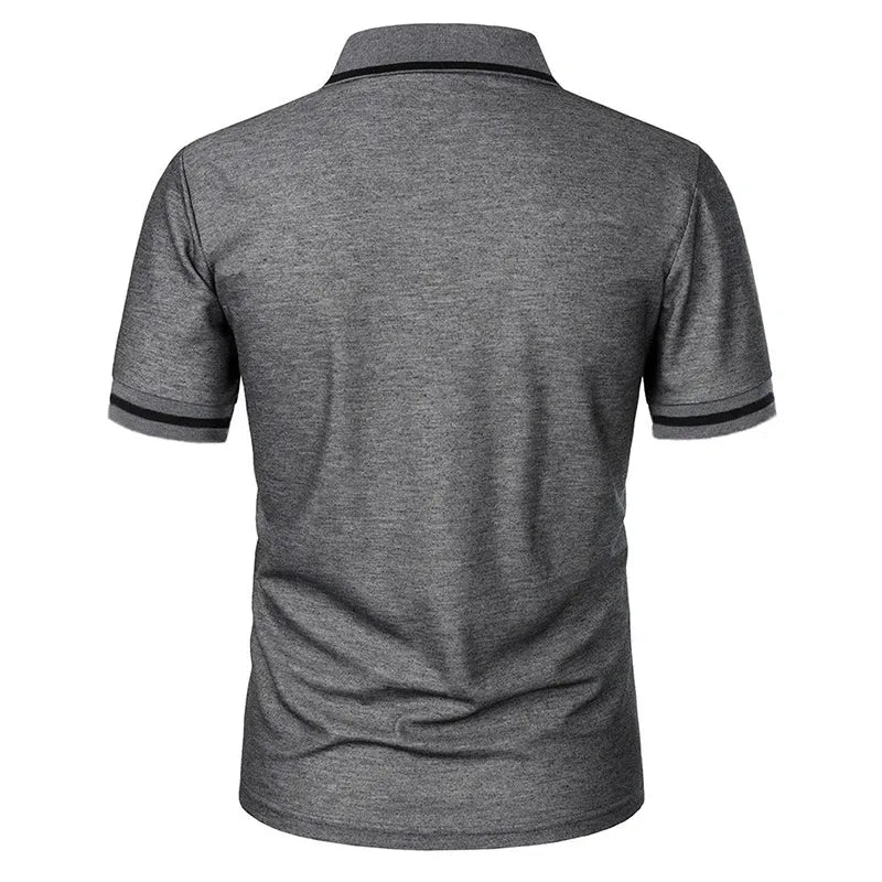 New Men's Short Sleeve Polo Shirts Solid Color Casual T-shirt Summer Trendy Breathable Loose Basic Splice Top Pockets Men Shirts - Evallys.com