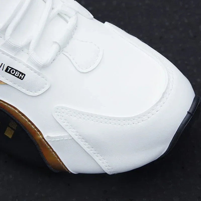 Men's PU Leather Waterproof Sneakers Casual Sports Shoes Men Lightweight Breathable Flat Non-slip Tenis Shoes Zapatillas Hombre - Evallys.com