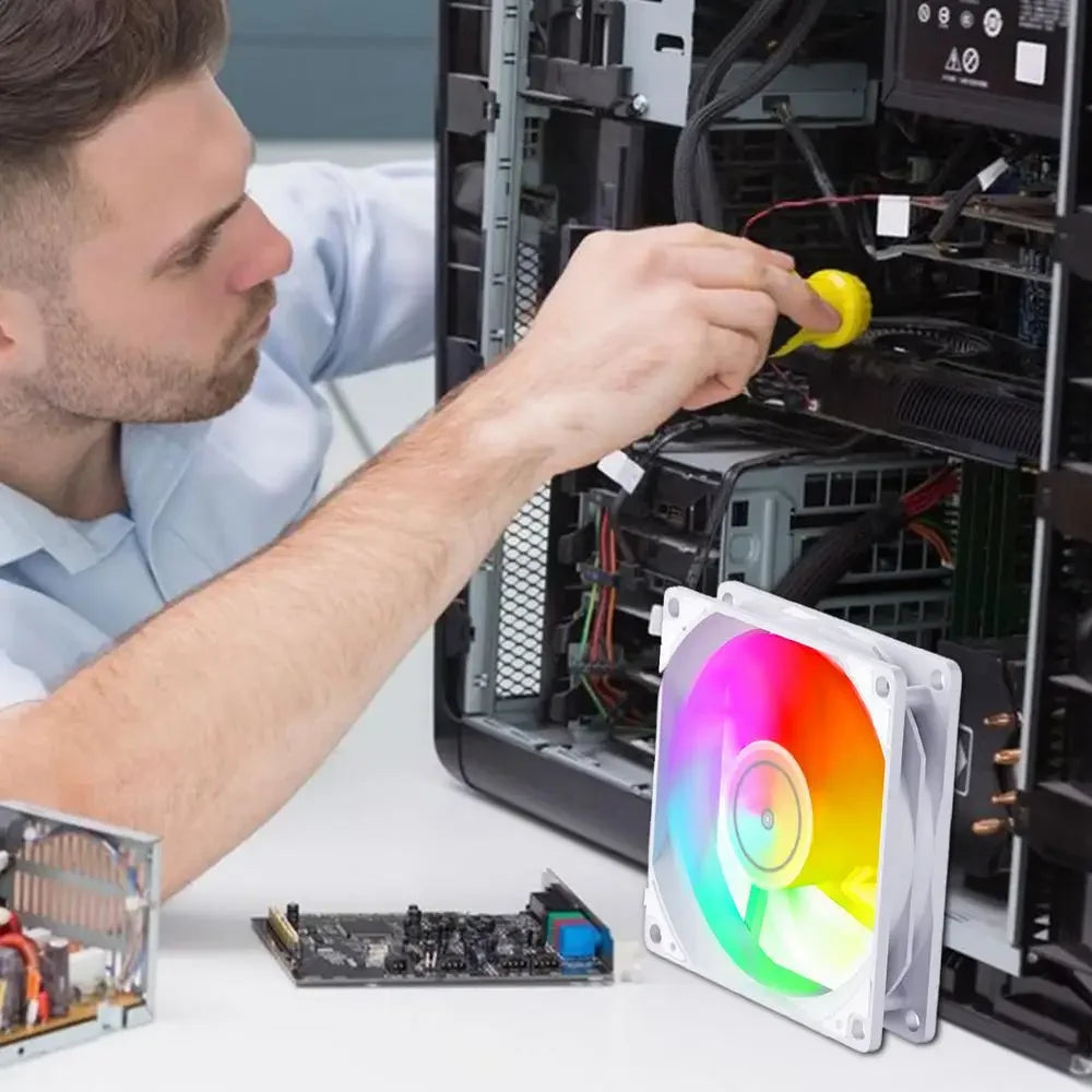 DC12V PC Cooling Fan RGB 9 Leaves Design Computer Case Fan 5v3 pin 4pin Computer Case Air Cooling Argb Technology Efficient Heat - Evallys.com