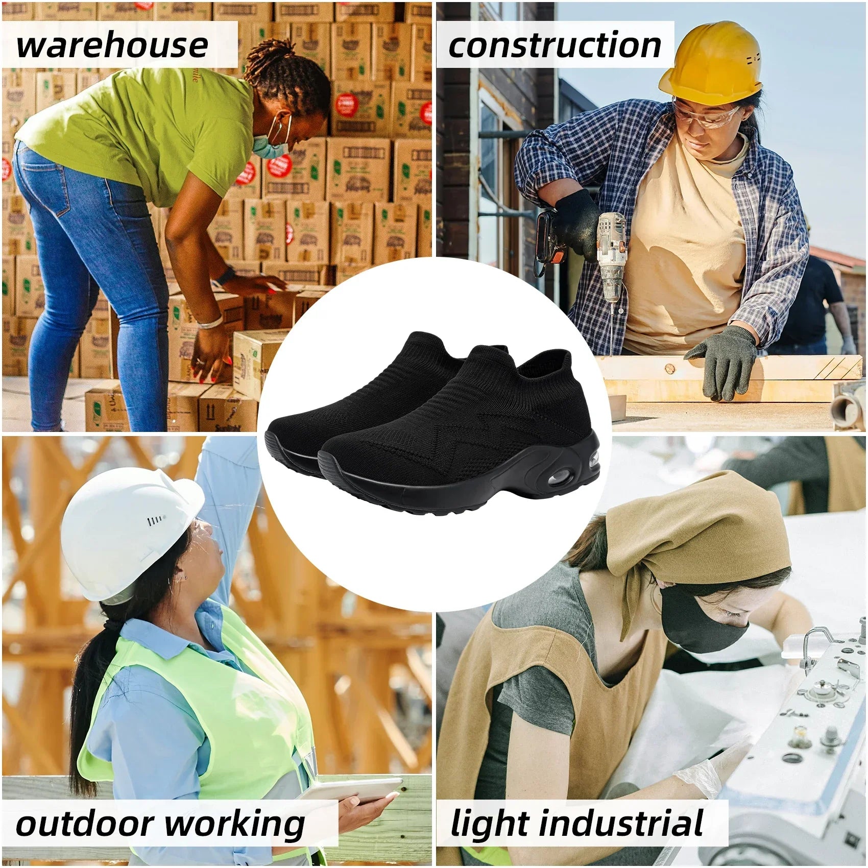 LARNMERN Safety Shoes Breathable Women Steel Toe Work Shoes Lightweight Slip On SpringSummer Sneakers Construct Safety Boots - Evallys.com