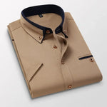 TFETTER Summer Business Shirt Men Short Sleeves Button Up Shirt Turn-down Collar Casual Shirts Mens Clothing Plus Size 5XL - Evallys.com