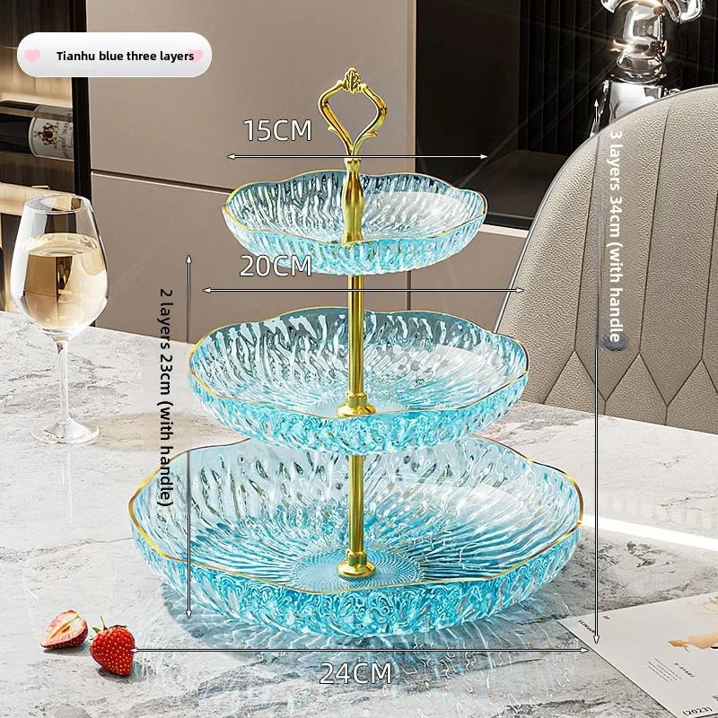 2/3 Tier Fruit Plate Stand Coffee Table Snack Tray Dried Fruit Dessert Plate Bar Counter Display Holder