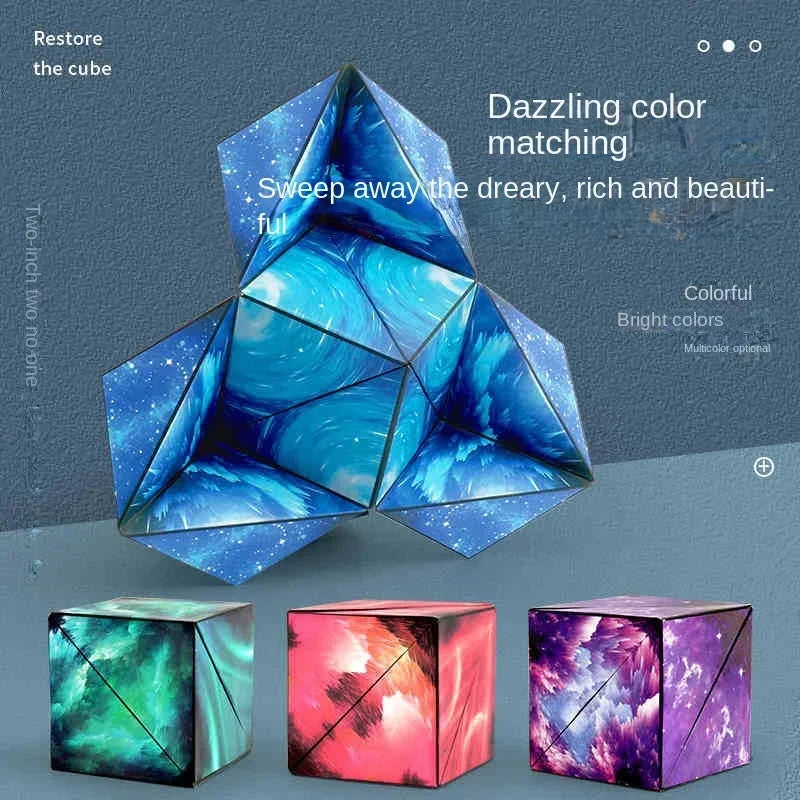 Variety Geometric Changeable Magnetic Magic Cube Anti Stress 3D Hand Flip Puzzle Cube Kids Stress Reliever Fidget Toy - Evallys.com