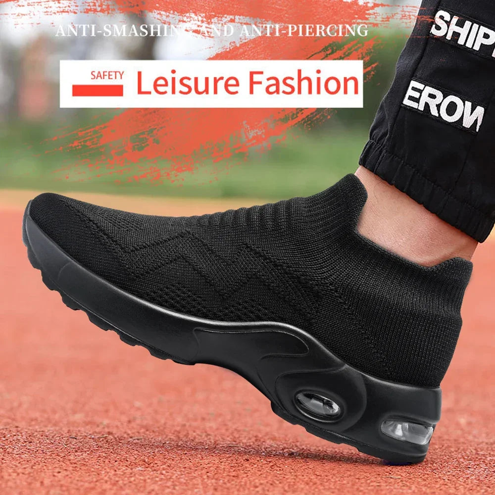 LARNMERN Safety Shoes Breathable Women Steel Toe Work Shoes Lightweight Slip On SpringSummer Sneakers Construct Safety Boots - Evallys.com