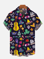 2024 Fashion Men's Hawaiian shirts Mexican Style Colorful Graffiti Art Poster Prints Short Sleeve Shirt Hawaii style clothing - Evallys.com