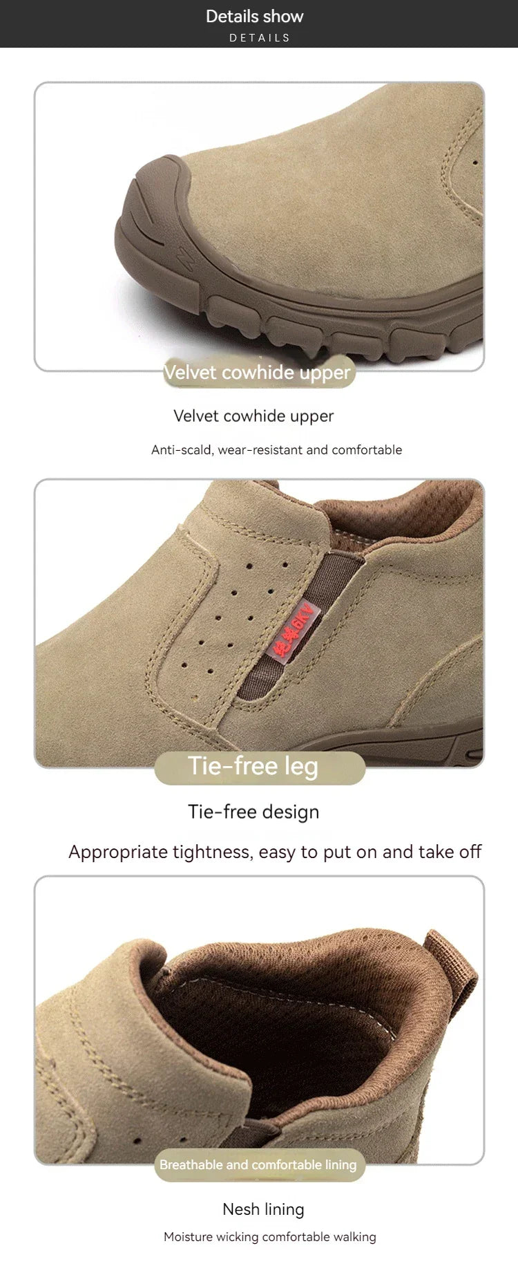 Mens Work Boots Composite Toe Safety Footwear Metatarsal Guard Puncture-Proof Construction Work Shoes Anti-Slip Rubber Outsole - Evallys.com