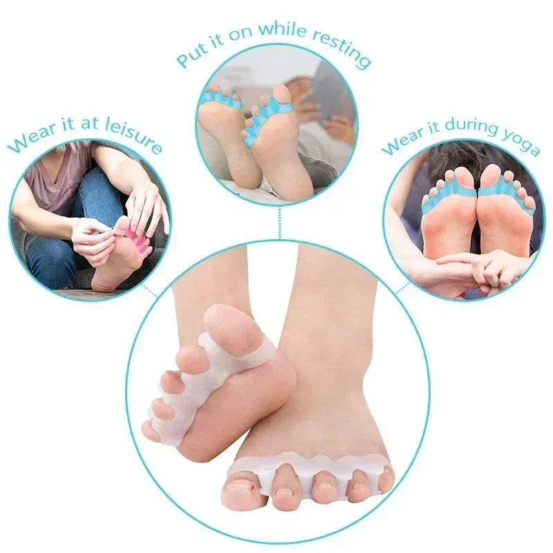 1 Pair Silicone Toe Separator, Bunion Corrector,Hammer Toe Corrector, Soft Silicone Material for Toe Separation Foot Care Tool - Evallys.com