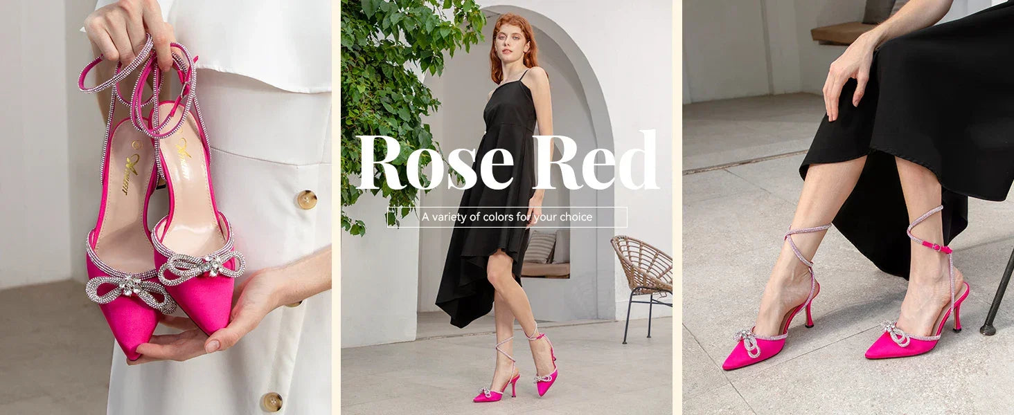 Women's Rhinestone Bow Heels Ankle Strap Pointed Toe Stiletto Heeled Sandals Wedding Bridal Dress Pumps Shoes - Evallys.com