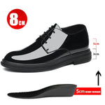 FUQIAO New Men 6/8cm Derby Shoes Patent Leather Height Increase Men Dress Shoes Formal Elevator Business Lift Shoes Bright Upper - Evallys.com