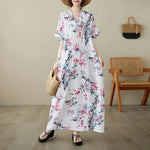 Vintage Cotton Summer Maxi Dress – Harajuku Floral Beachwear - Evallys.com