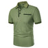 New Men's Short Sleeve Polo Shirts Solid Color Casual T-shirt Summer Trendy Breathable Loose Basic Splice Top Pockets Men Shirts - Evallys.com