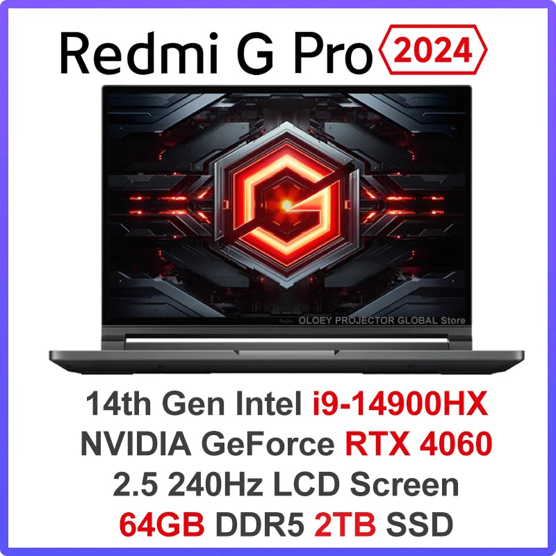 NEW Xiaomi Redmi G Pro 2024 E-Sport Gaming Laptop Intel i9-14900H RTX4060 8GB GPU 16G/32G RAM 1TB SSD 16.1”240Hz 2.5K Screen - Evallys.com # #