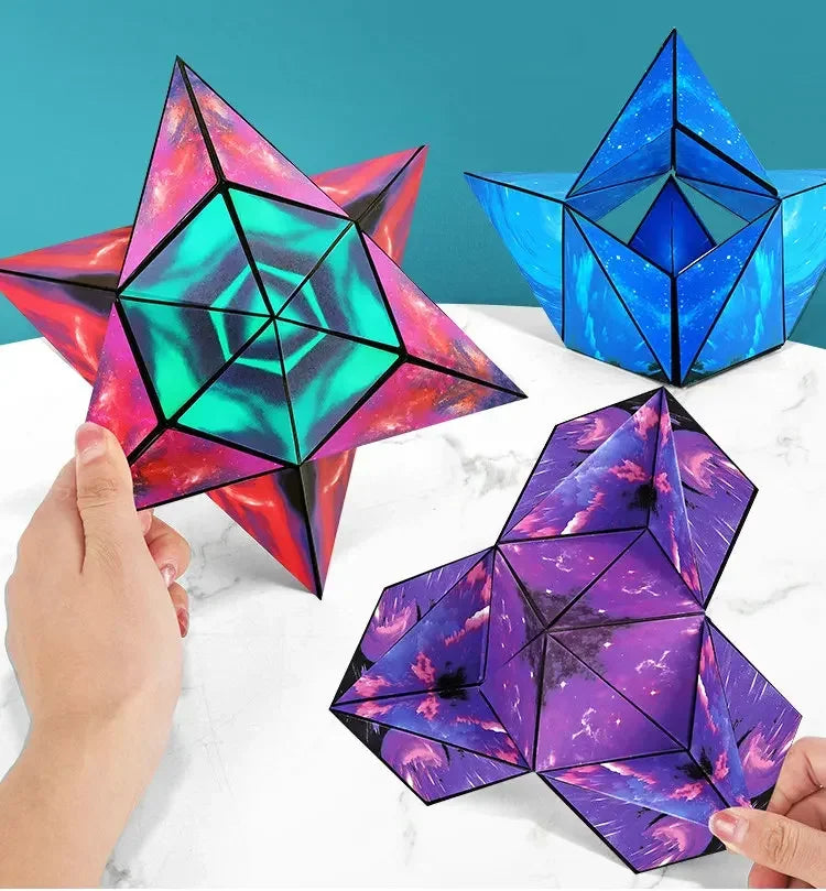 Variety Geometric Changeable Magnetic Magic Cube Anti Stress 3D Hand Flip Puzzle Cube Kids Stress Reliever Fidget Toy - Evallys.com