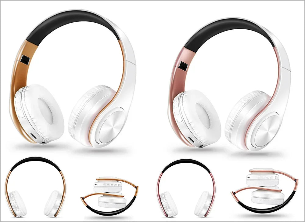 2025 Upgrading Wireless Bluetooth Headphones Stereo Headset Music Sports Overhead Earphone with Mic for Smart Phone TV PC Tablet - Evallys.com