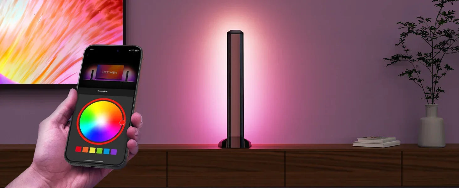 ULTIMEA 180W 5.0 Sound Bar for tv, PC SoundBar with RGB for Home Theater, Detachable Soundbar with App Control, HDMI-ARC/Opt/AUX - Evallys.com